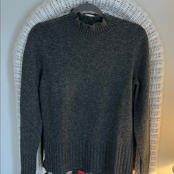 LOFT Dark Gray Ruffle neck Sweater - Picture 1 of 4